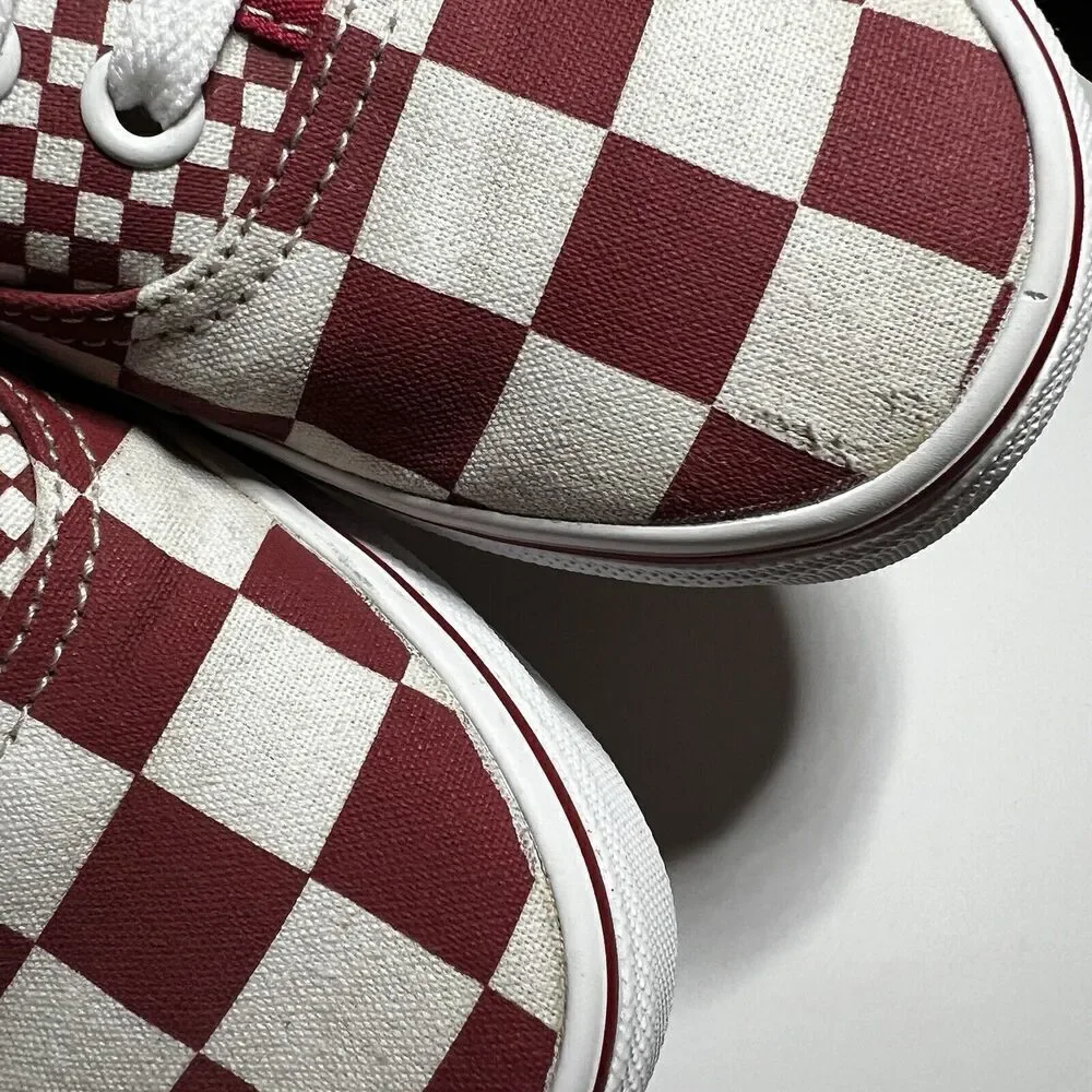 VANS OFF The Wall Red Check Canvas Skate Shoes Women's 6 Low Top Lace Up Sneaker